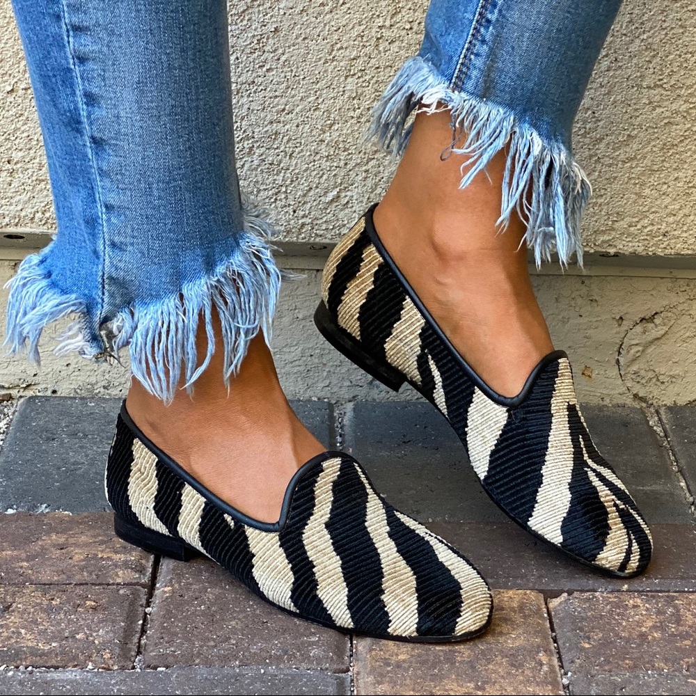 Anthropologie Zebra Print Striped Flat Loafer Flat - Picture 2 of 12
